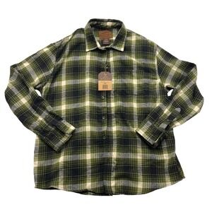 Mountain‎ Ridge Men's XXL Green Black White Plaid Flannel Long Sleeve Shirt